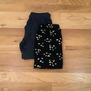 Cat and Jack dark blue leggings and black leggings with gold hearts